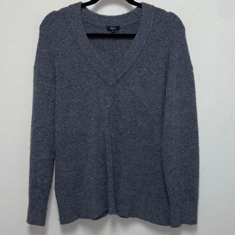 Rails Gisella Charcoal Cashmere Merino Wool Blend V-Neck Sweater 3362